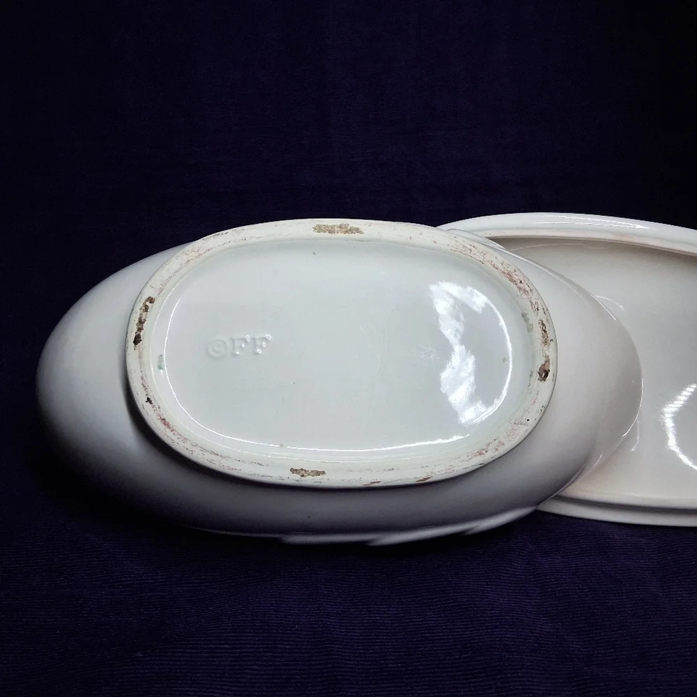 Vintage Fitz And Floyd Swan Porcelain Jewelry Trinket Holder *flaw*